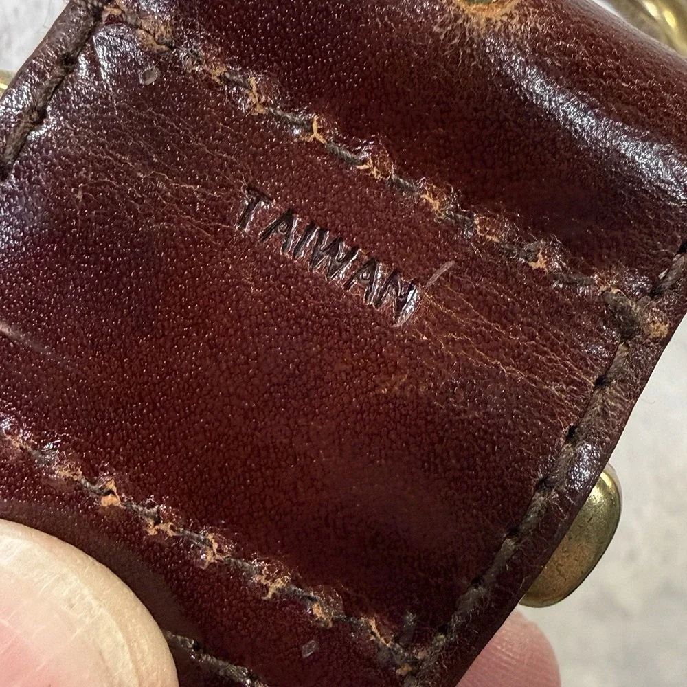 Fossil Genuine Leather Brown Belt Size L Brass Buckle Western Vintage 90s